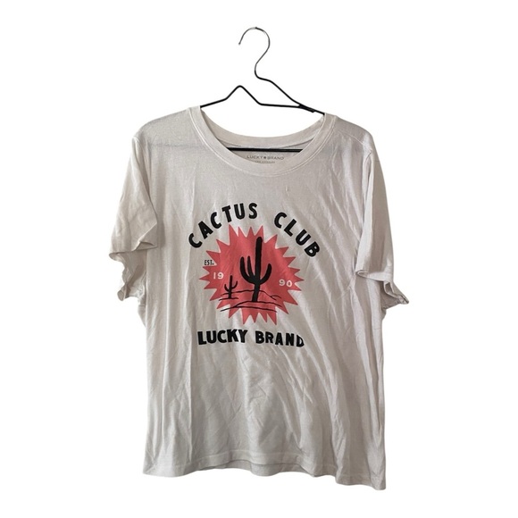 Lucky Brand Cactus Club Boxy White T Shirt Women’s Size XXL Graphic Tee - Picture 1 of 8